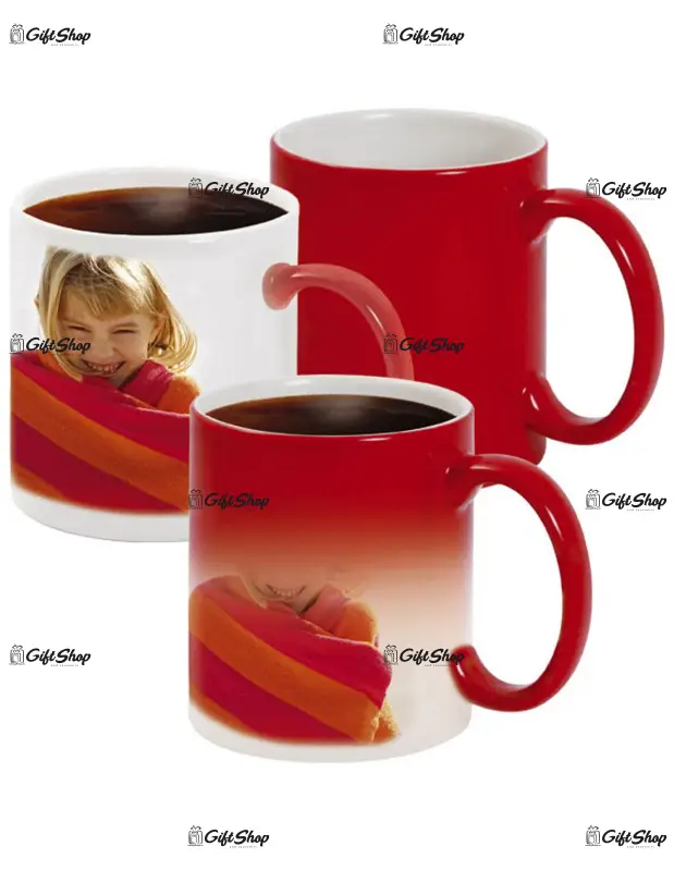 .interior alb, cana rosie termosensibila, din ceramica, personalizata